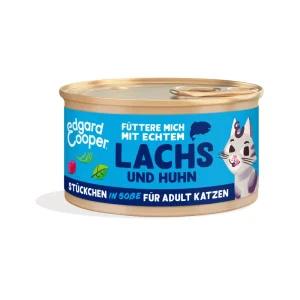Online Kaufen Sparpaket 18 x 85 g Edgard & Cooper Adult Lachs & Huhn Stückchen in Soße Katzen Nassfutter